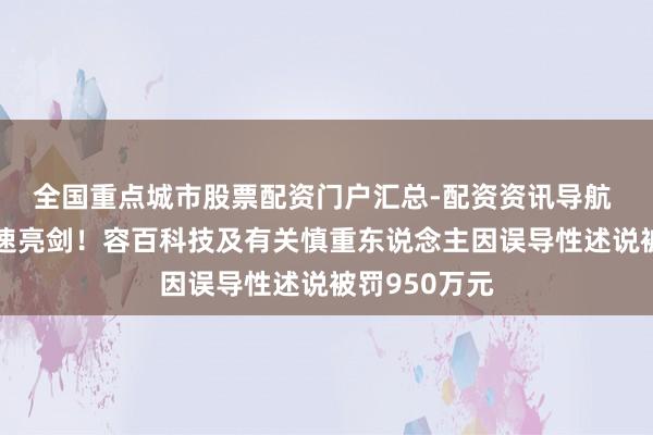 全国重点城市股票配资门户汇总-配资资讯导航 监管从严快速亮剑！容百科技及有关慎重东说念主因误导性述说被罚950万元